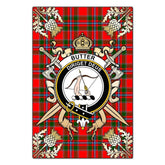 Clan Butter Tartan Crest Black Garden Flag  - Gold Thistle  AX48 Clan Butter Tartan Today
